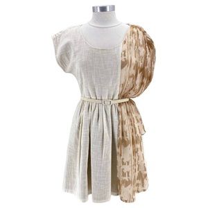 Lorick ivory & tan dress
